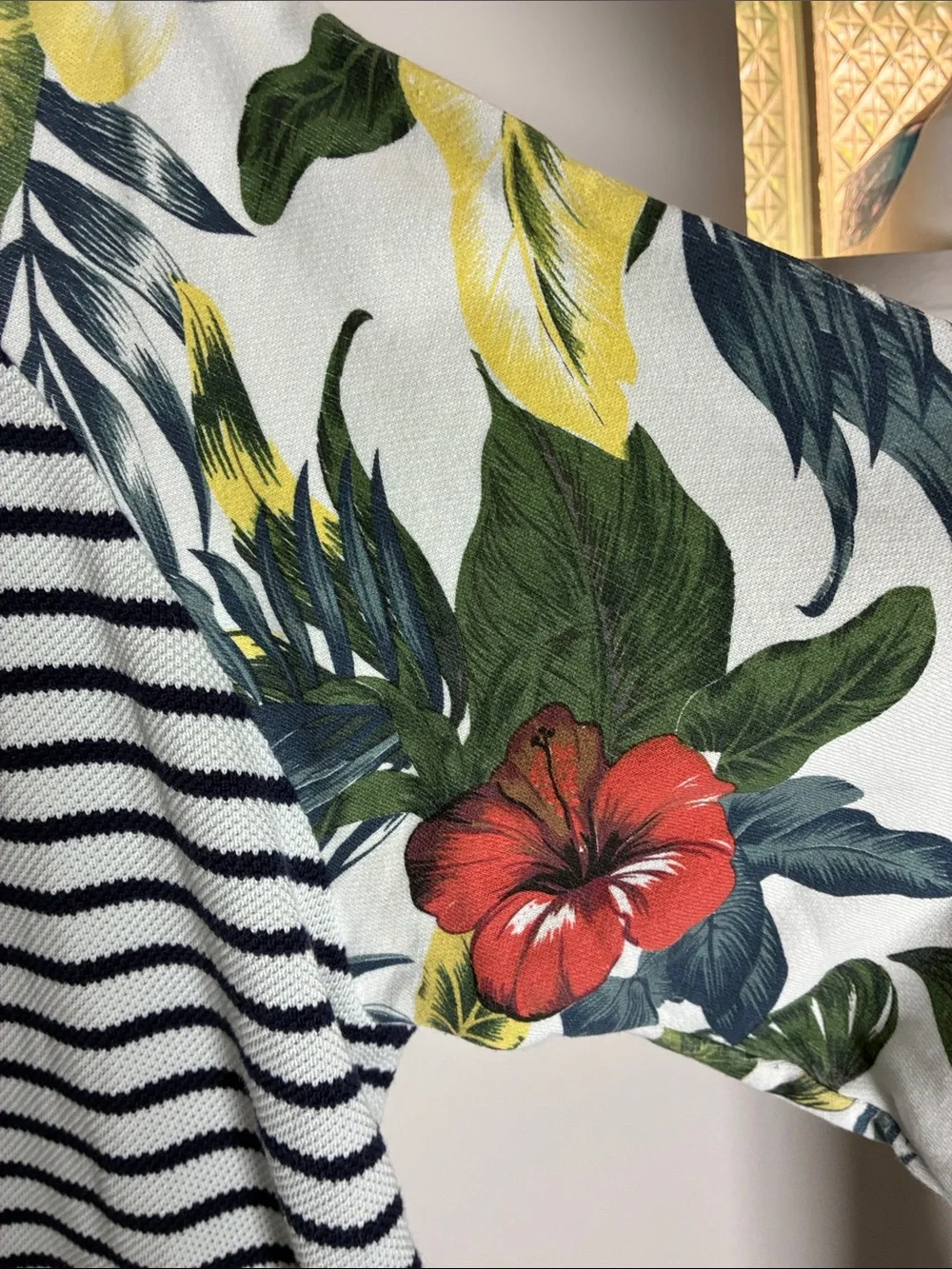 Scotch & Soda Carnaby Surf XL Tropical Sleeve Navy Stripe Knit Top